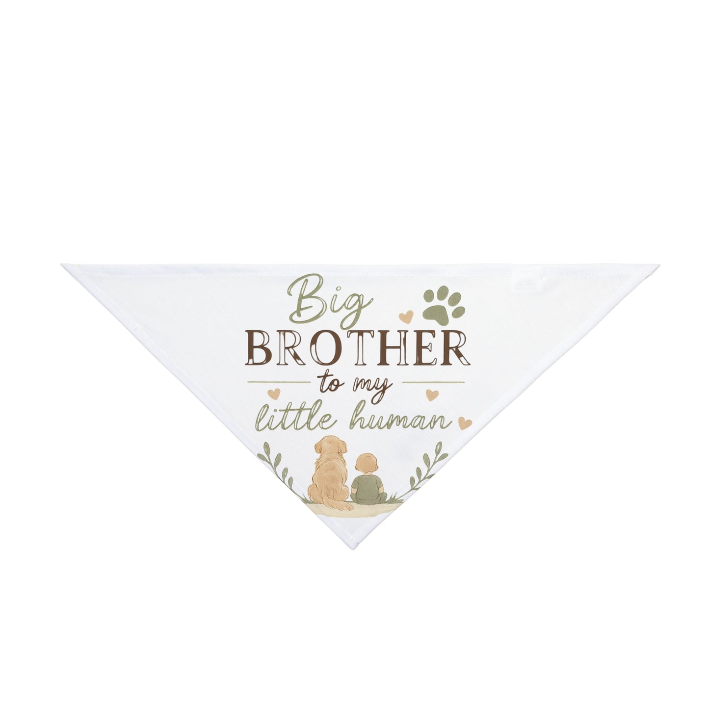 Pet Bandana — "Big Brother to My Little Human" Cute Announcement Bandana for Dogs & Cats