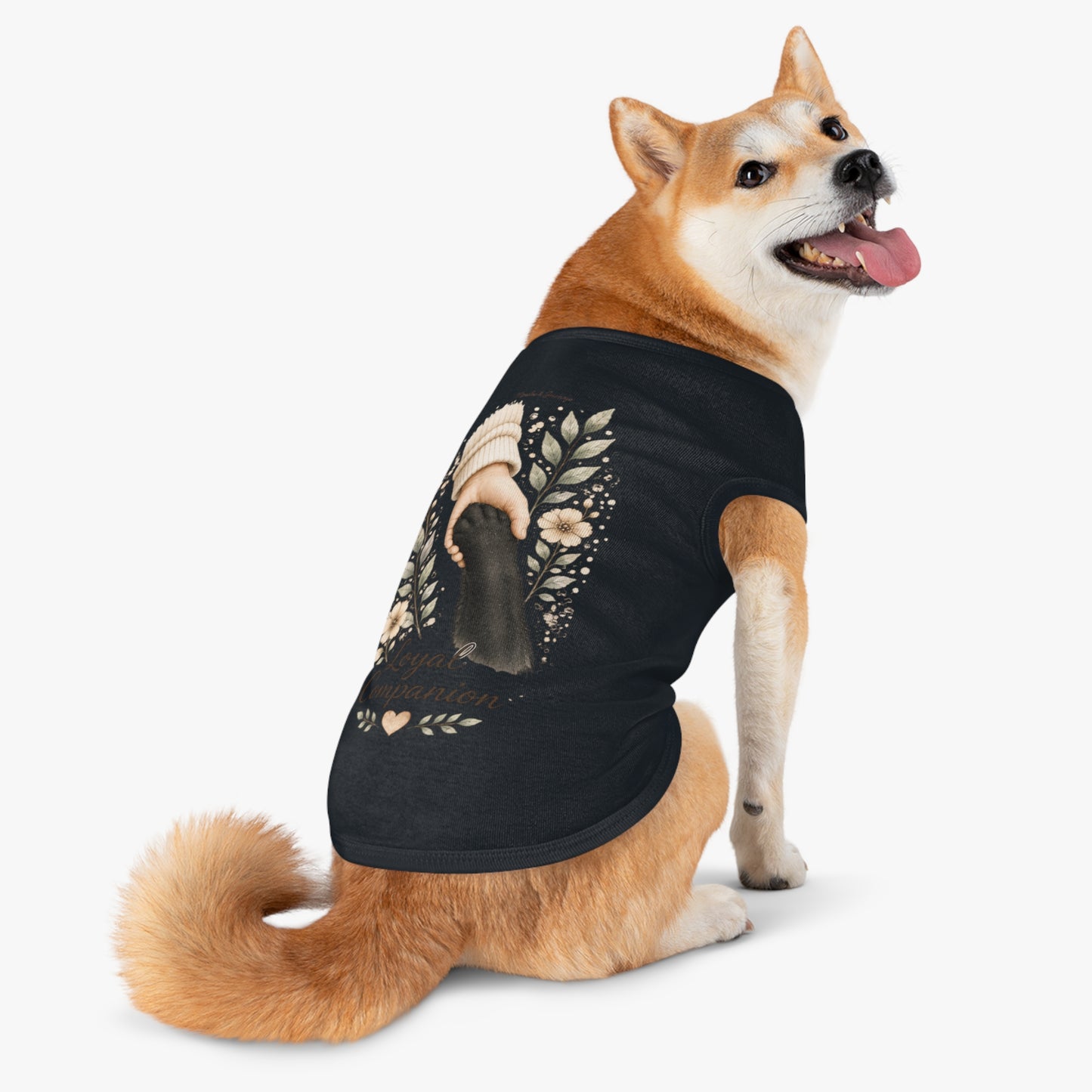 Loyal Pet Tank Top — Human Hand Holding Dog Paw Floral Design