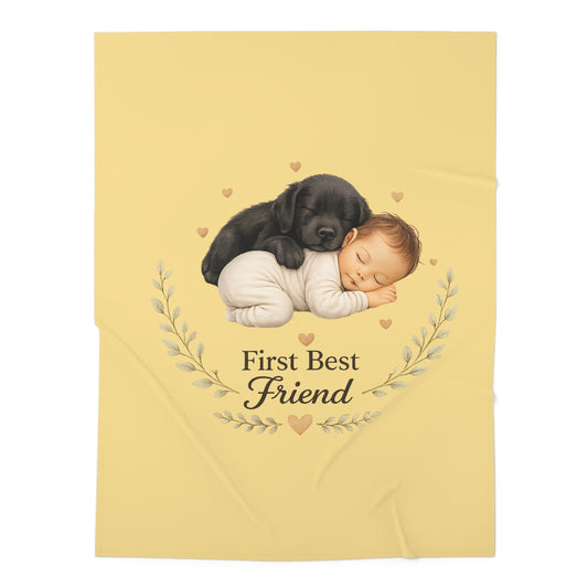 First Best Friend - Black Lab | Baby Swaddle Blanket