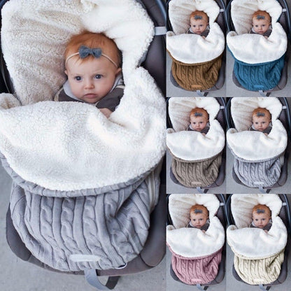 Warm Fleece-lined Baby Wool Sleeping Bag for Stroller