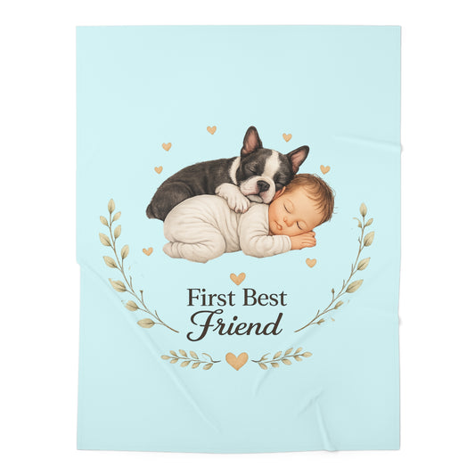 First Best Friend - Boston Terrier | Baby Swaddle Blanket