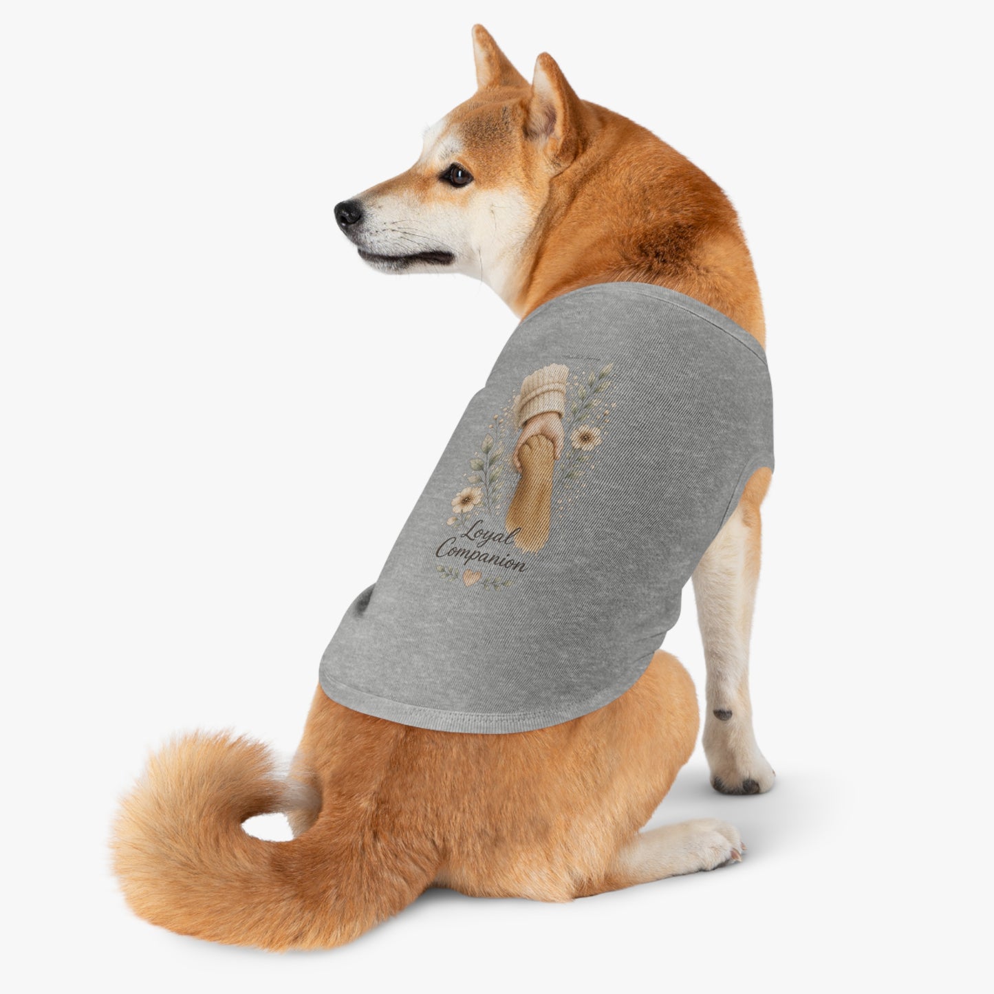 Loyal Companion Pet Tank Top — Paw & Human Hand Floral Design
