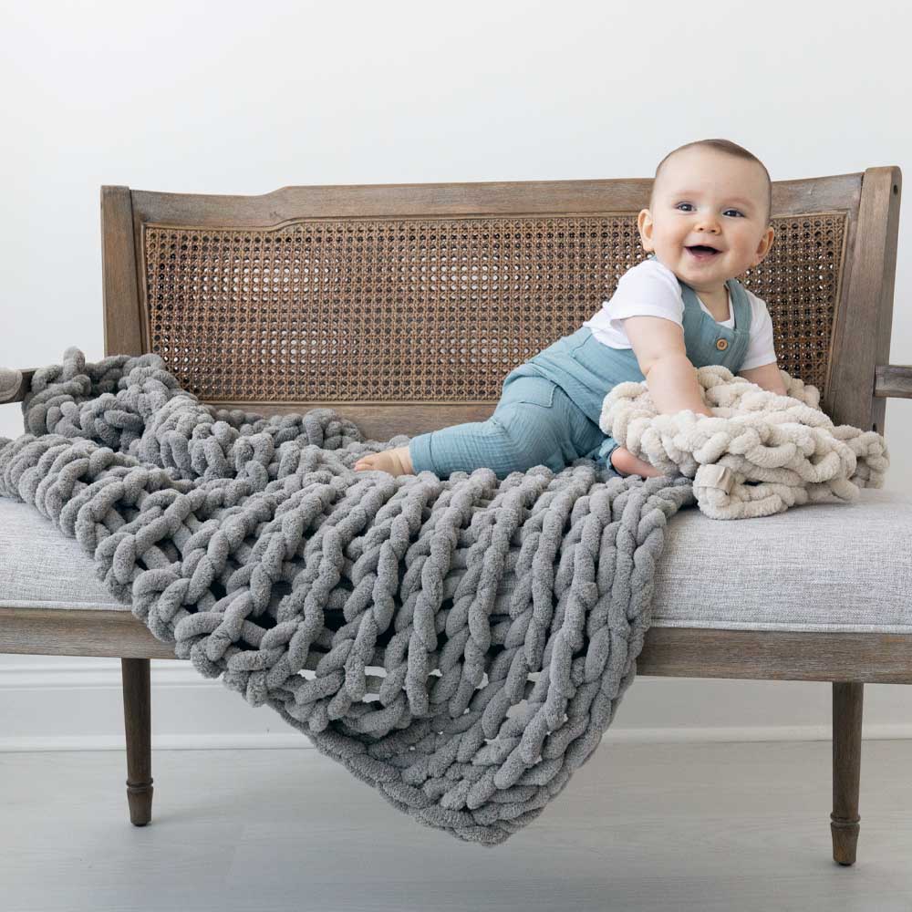 INFINITE CHUNKY KNIT BLANKET | MINKY | CUDDLE - SAND-4