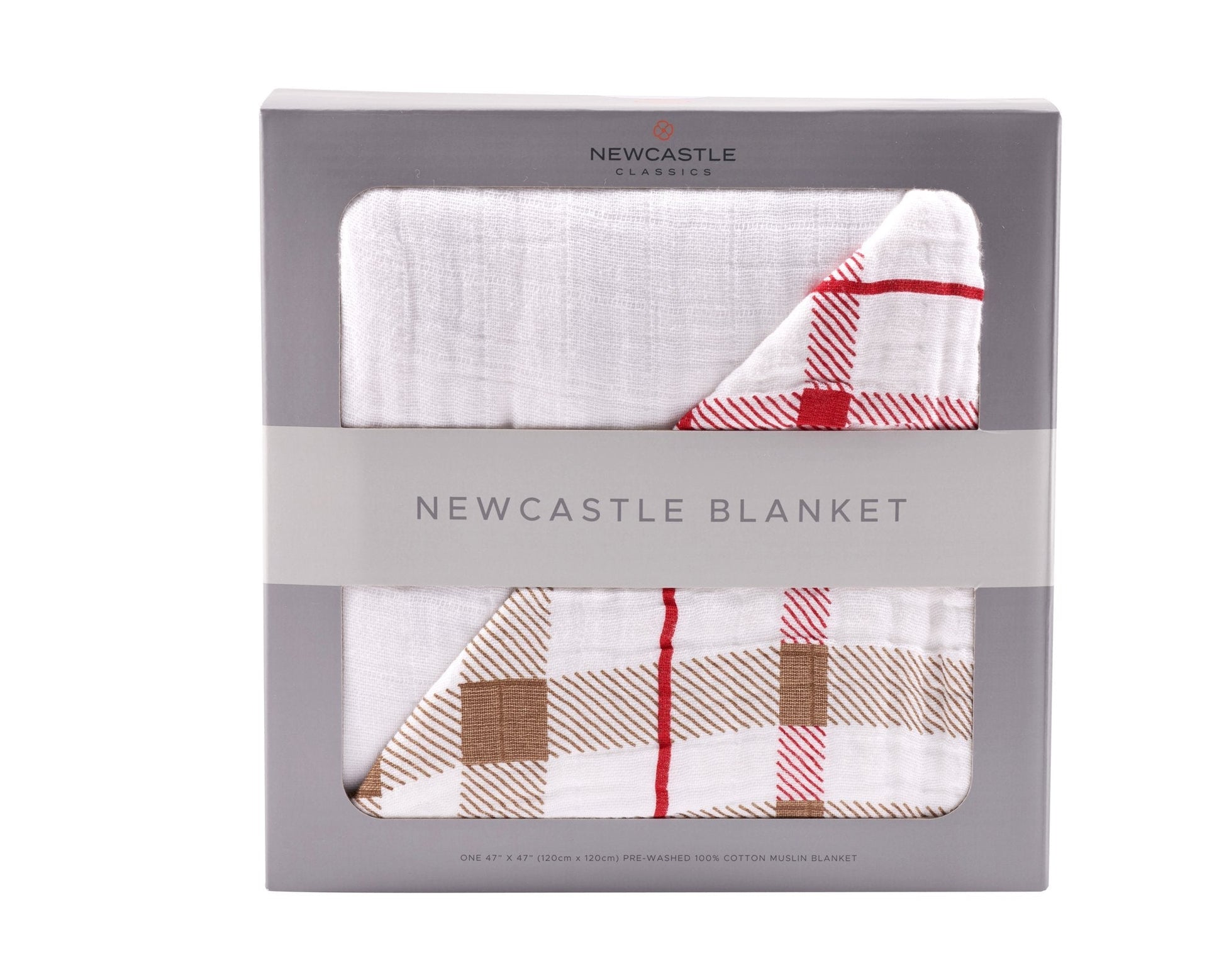 Teddy Bear and Plaid Cotton Muslin Newcastle Blanket-1