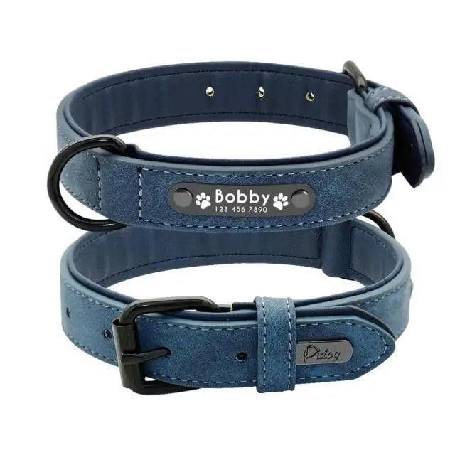 Personalized Leather Dog Collar and Leash Set