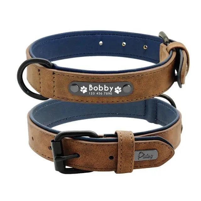 Personalized Leather Dog Collar and Leash Set