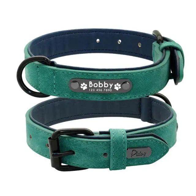 Personalized Leather Dog Collar and Leash Set